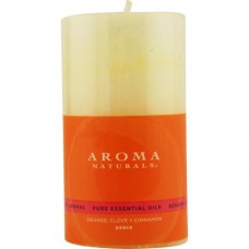 PEACE PEARL AROMATHERAPY by Peace Pearl Aromatherapy ONE 2.75x5 inch PILLAR AROMATHERAPY CANDLE.  COMBINES THE ESSENTIAL OILS OF ORANGE, CLOVE & CINNAMON TO CREATE A WARM AND COMFORTABLE ATMOSPHERE.  BURNS APPROX. 70 HRS.