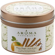 PEACE PEARL AROMATHERAPY by Peace Pearl Aromatherapy ONE 2.5x1.75 inch TIN SOY AROMATHERAPY CANDLE.  COMBINES THE ESSENTIAL OILS OF ORANGE, CLOVE & CINNAMON TO CREATE A WARM AND COMFORTABLE ATMOSPHERE.  BURNS APPROX. 15 HRS.