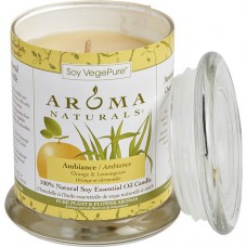 AMBIANCE AROMATHERAPY by Ambiance Aromatherapy ONE 3.7x4.5 inch MEDIUM GLASS PILLAR SOY AROMATHERAPY CANDLE.  COMBINES THE ESSENTIAL OILS OF ORANGE & LEMONGRASS. BURNS APPROX. 45 HRS.