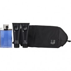 DESIRE BLUE by Alfred Dunhill EDT SPRAY 3.4 OZ & AFTERSHAVE BALM 3 OZ & SHOWER GEL 3 OZ & TOILETRY BAG