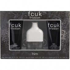 FCUK FRICTION by French Connection EDT SPRAY 3.4 OZ & AFTERSHAVE BALM 6.7 OZ & SHOWER GEL 6.7 OZ